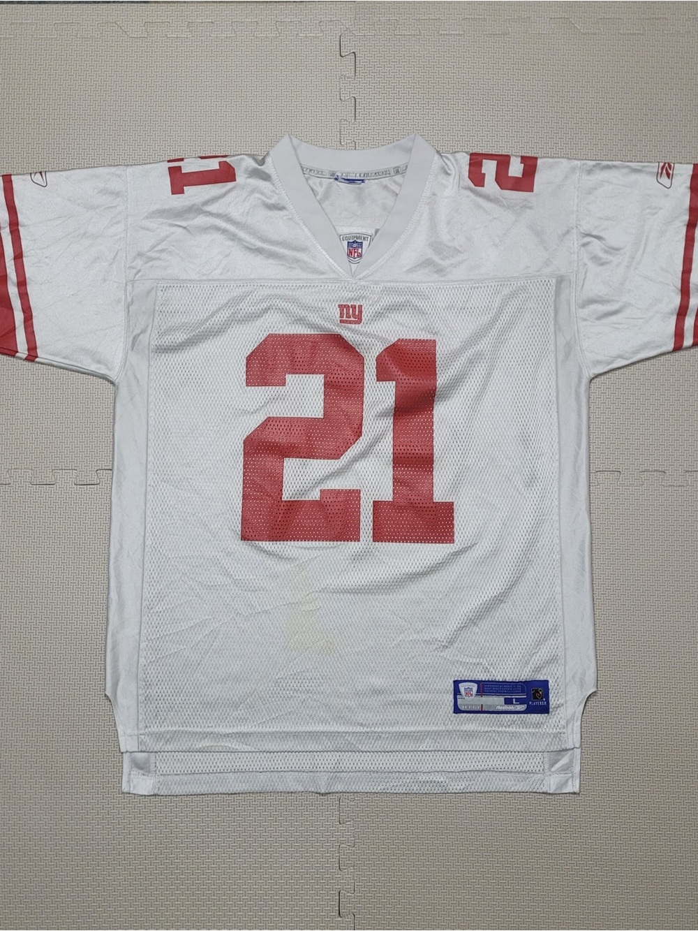 Newyork Giants #21 White & Red Football Jersey Shirt - Size L